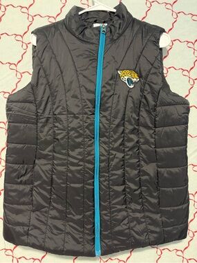 NFL Team Apparel Jacksonville Jaguars Puffer Vest Women’s XL Black Teal